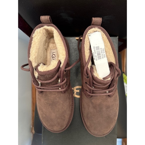 New UGG M Neumel Distressed Men\'s Brown Fur Lined Lace Up Chukka Boots Size 9 main image 5